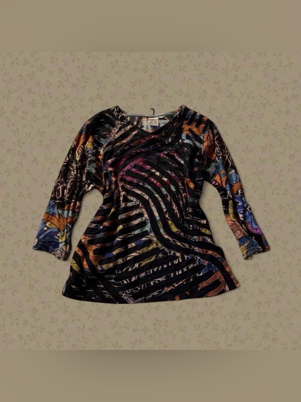 Vintage Inspired Parsley & Sage Art-to-Wear Abstract Patchwork Top